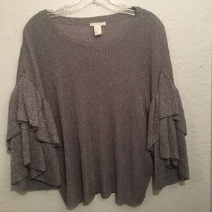 H & M shimmering blouse with ruffled sleeves